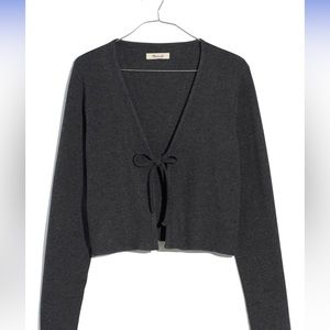 Madewell charcoal tie front cardigan